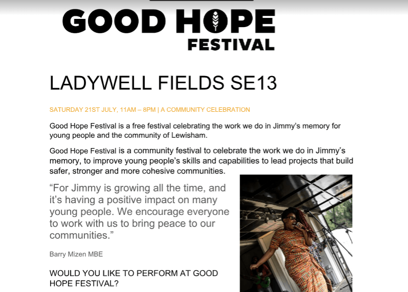 Good Hope Festival Blurb